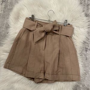 Express shortie high waisted pinstripe pleated shorts with belt